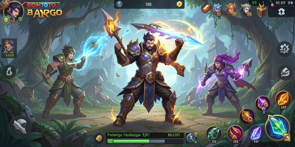 Screenshot gameplay menampilkan aksi pertarungan seru di BOMTOTO.
