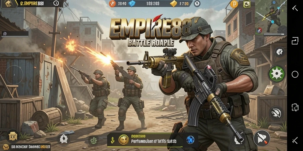 Tampilan gameplay seru dari EMPIRE88 dalam pertempuran Battle Royale.