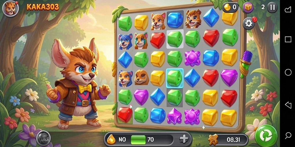 Screenshot gameplay KAKA303 yang penuh warna dan tantangan.
