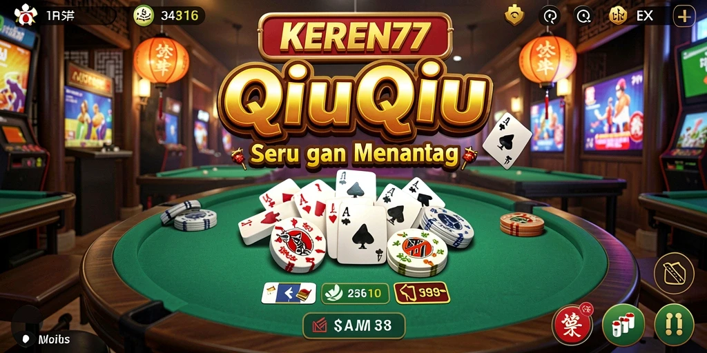 Tampilan gameplay seru dari KEREN77, permainan QiuQiu yang menantang.