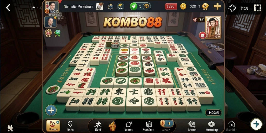 Tampilan gameplay menakjubkan di KOMBO88 dengan desain ubin Mahjong yang jelas.