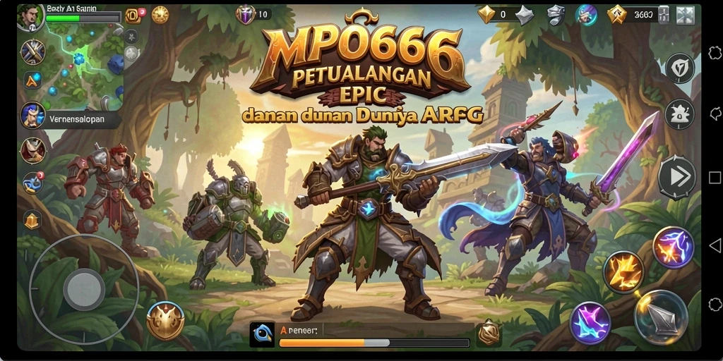 Tampilan utama gameplay MPO666 menunjukkan aksi petualangan seru.