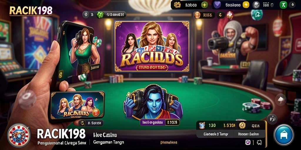 Tampilan gameplay Live Casino yang mendebarkan di RACIK198.