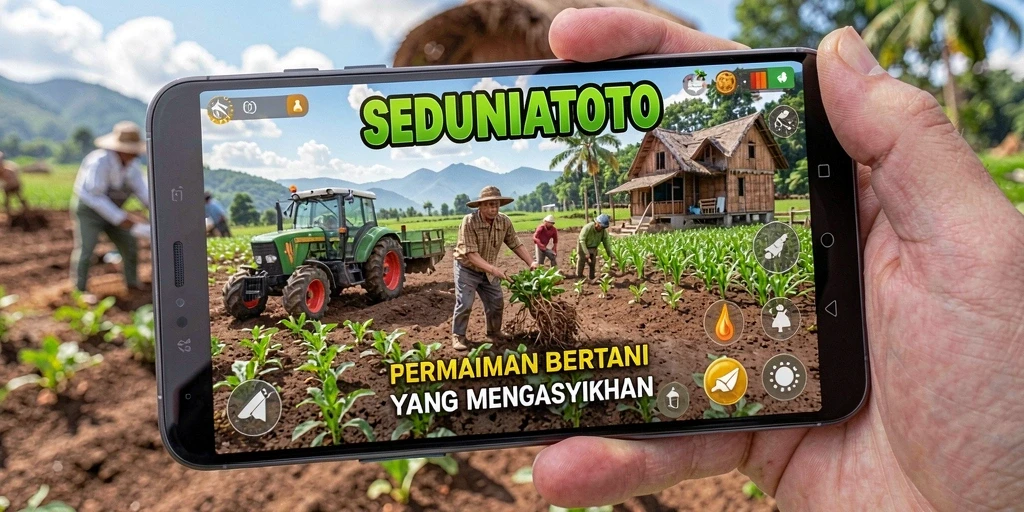 Tangkapan layar permainan SEDUNIATOTO yang menampilkan kebun yang subur dan nyaman.