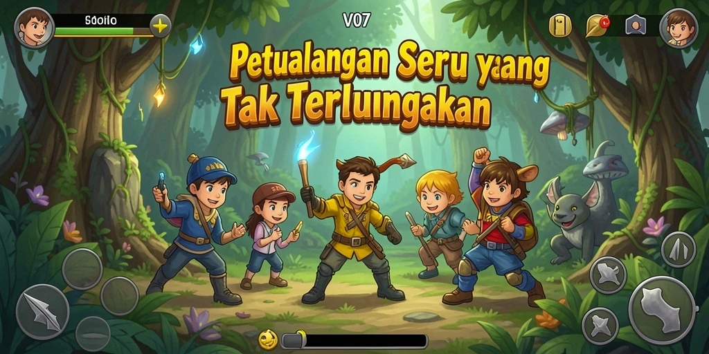 Tampilan gameplay V07 yang penuh aksi dalam petualangan seru.
