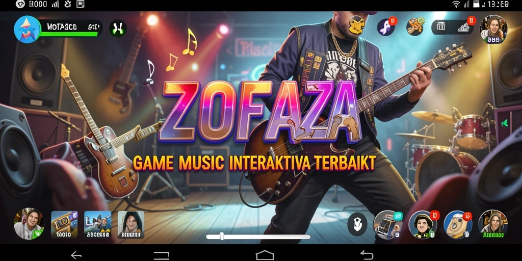 Tangkapan layar ZOFAZA menampilkan gameplay seru dengan aksi musik yang dinamis.